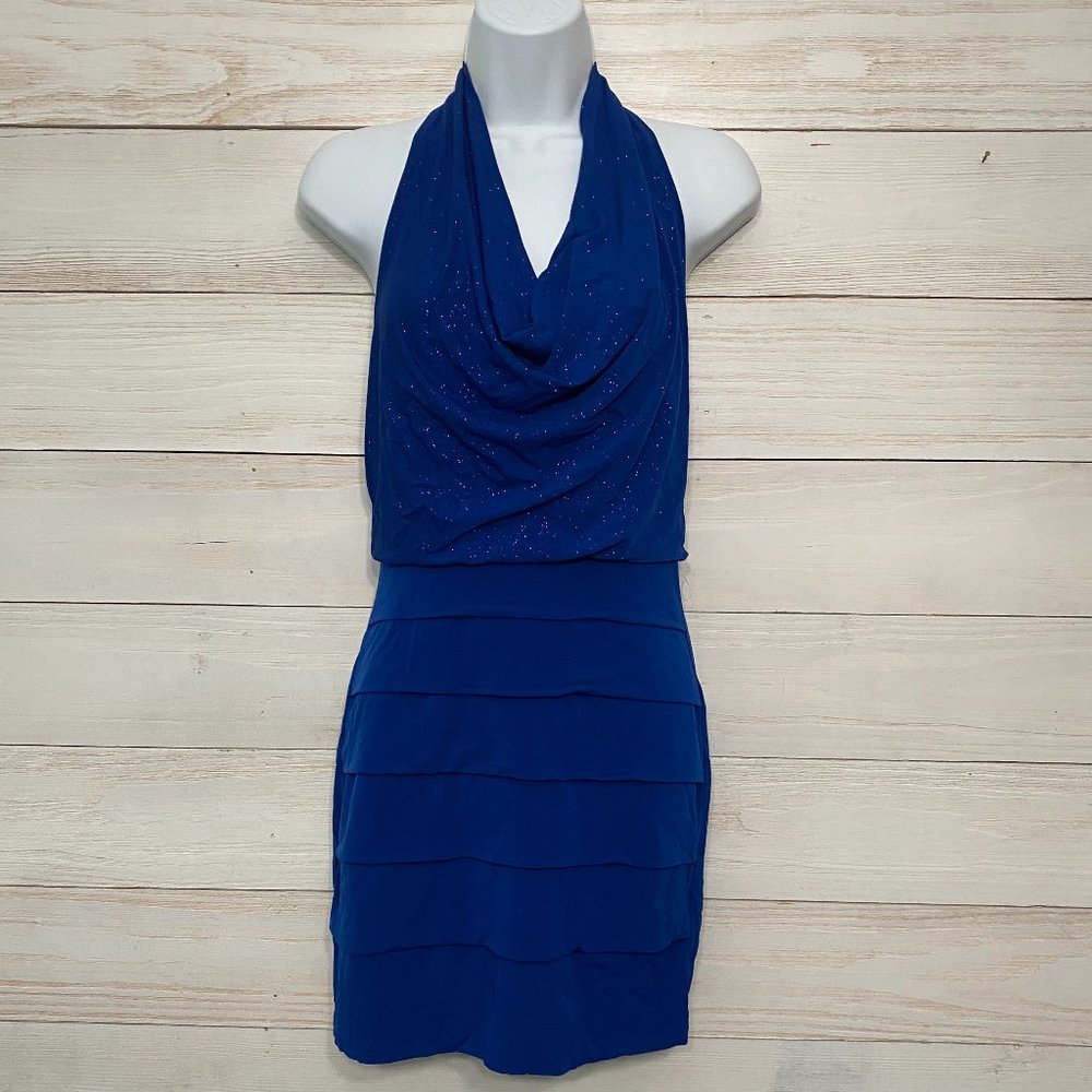 Sweet Storm women's size medium blue halter style dress with sparkles